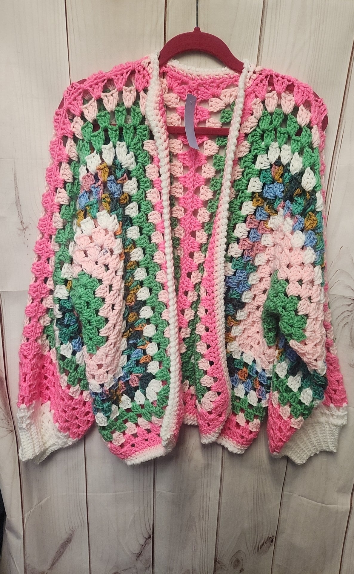 Handmade Women's Size L/XL Pink Cardigan