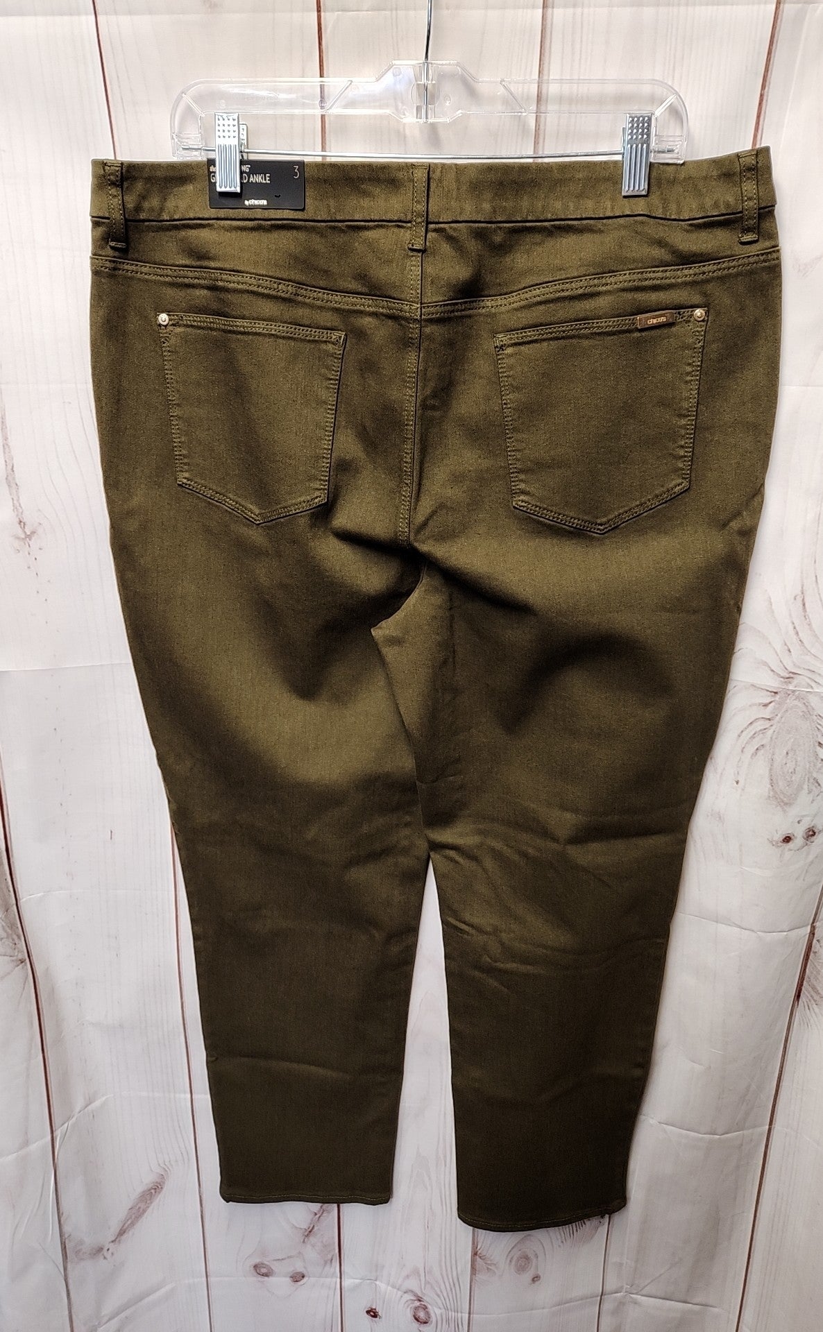 NWT Chico's Women's Size 3 = US 16 Olive Green Pants Girlfriend Ankle