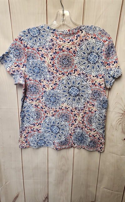 Croft & Barrow Women's Size L Red & Blue Short Sleeve Top