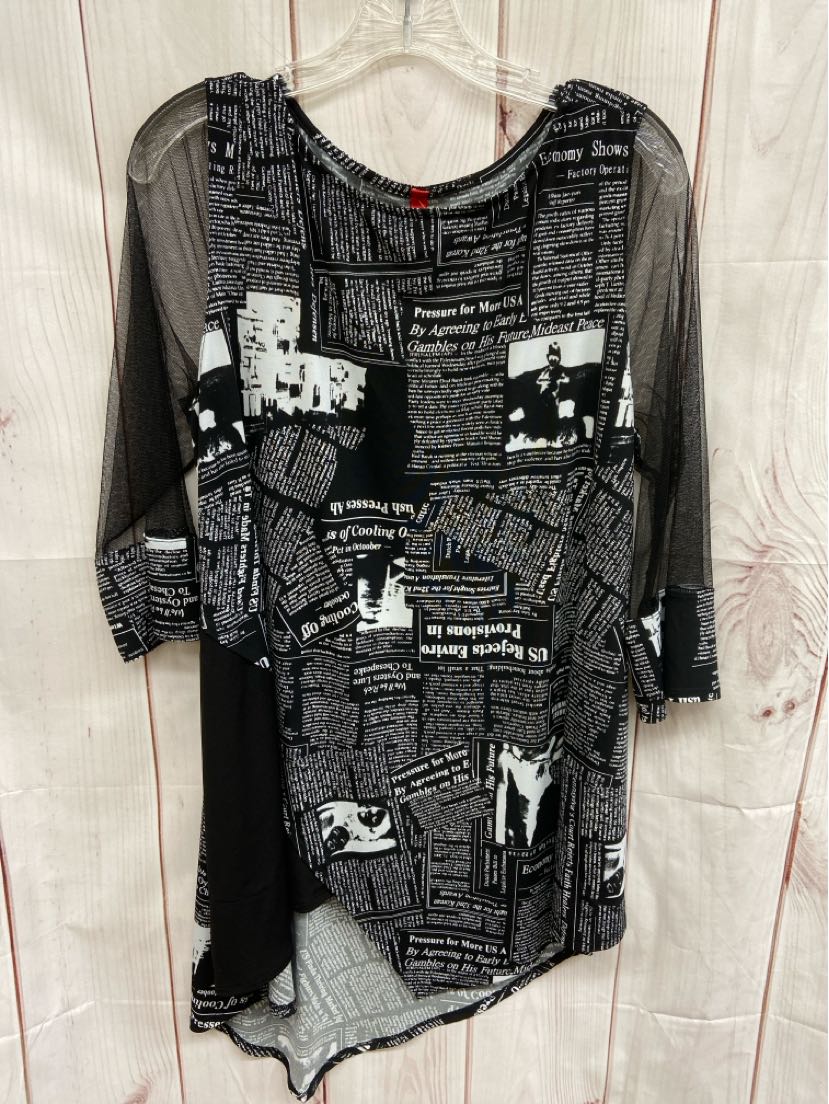 IC Connie K Women's Size XL Black 3/4 Sleeve Tunic Top