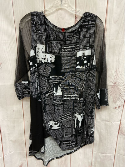 IC Connie K Women's Size XL Black 3/4 Sleeve Tunic Top