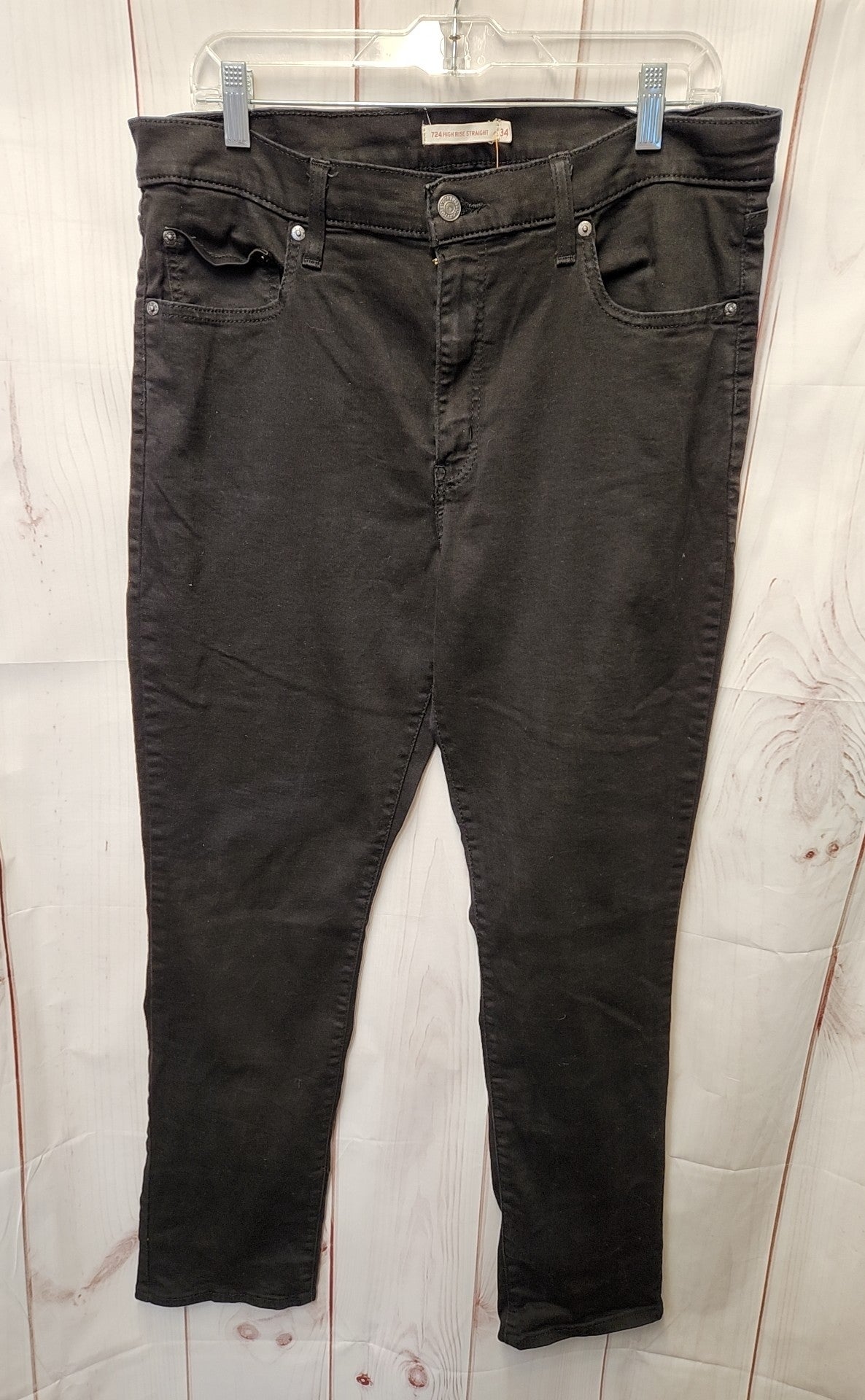 Levis Women's Size 34 (18/1X) Black Jeans 724 High Rise Straight