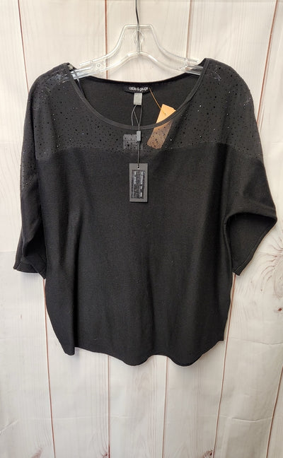 NWT Cable & Gauge Women's Size M Black Short Sleeve Top