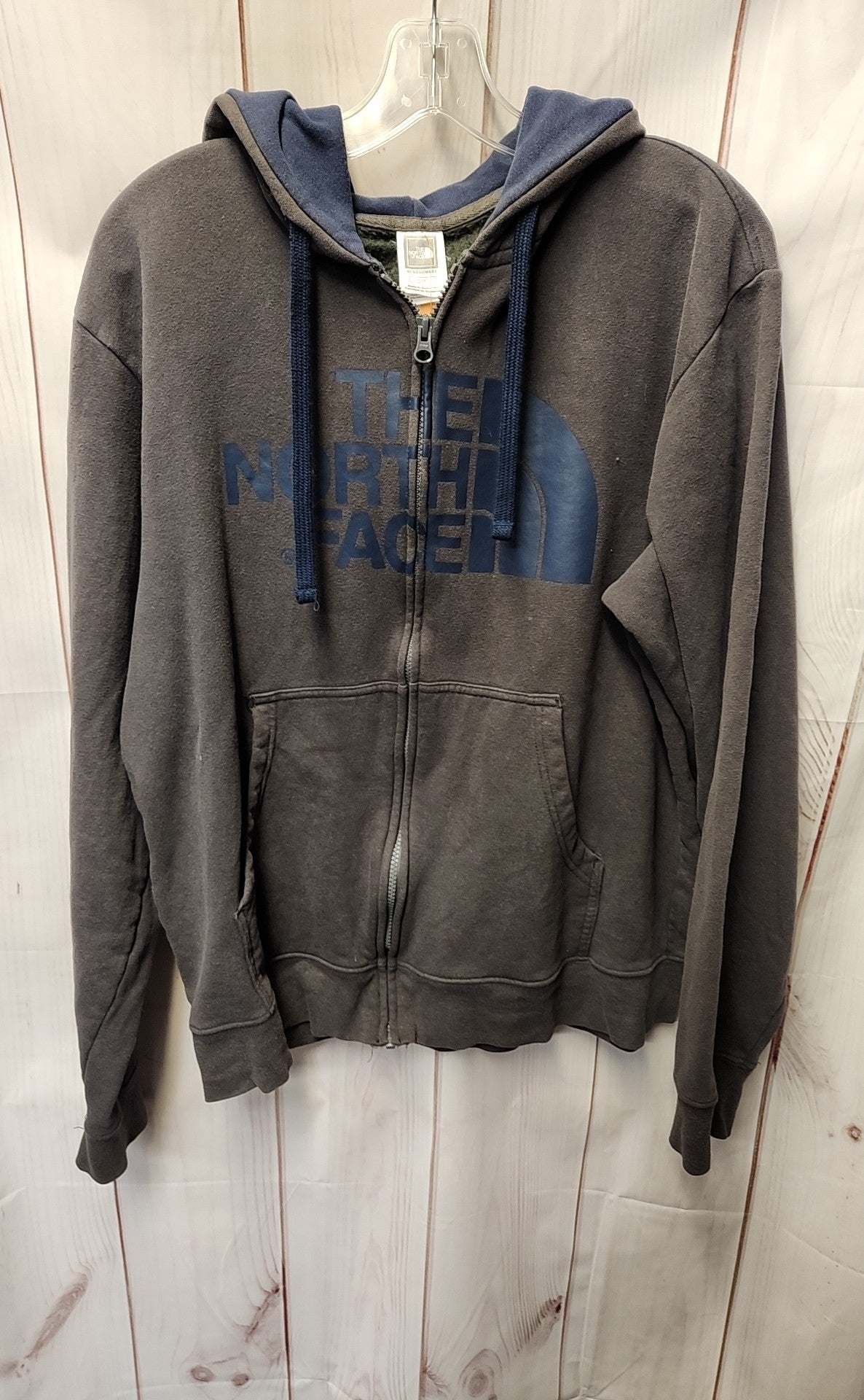 North Face Men's Size L Gray Full Zip Hooded Sweatshirt