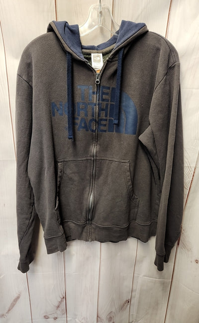 North Face Men's Size L Gray Full Zip Hooded Sweatshirt