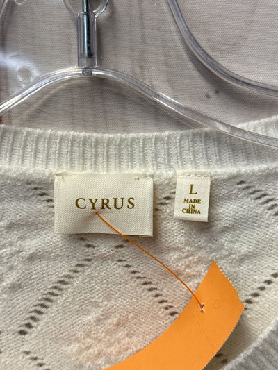 Cyrus Women's Size L White Knit Short Sleeve Top