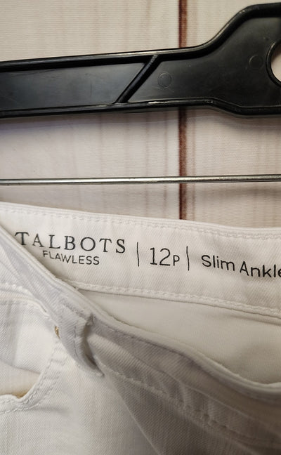 Talbots Women's Size 12 Petite White Pants Slim Ankle