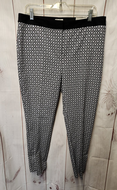 NWT Chico's Women's Size 2 = US 12 Black & White Pants Smooth Stretch Ankle