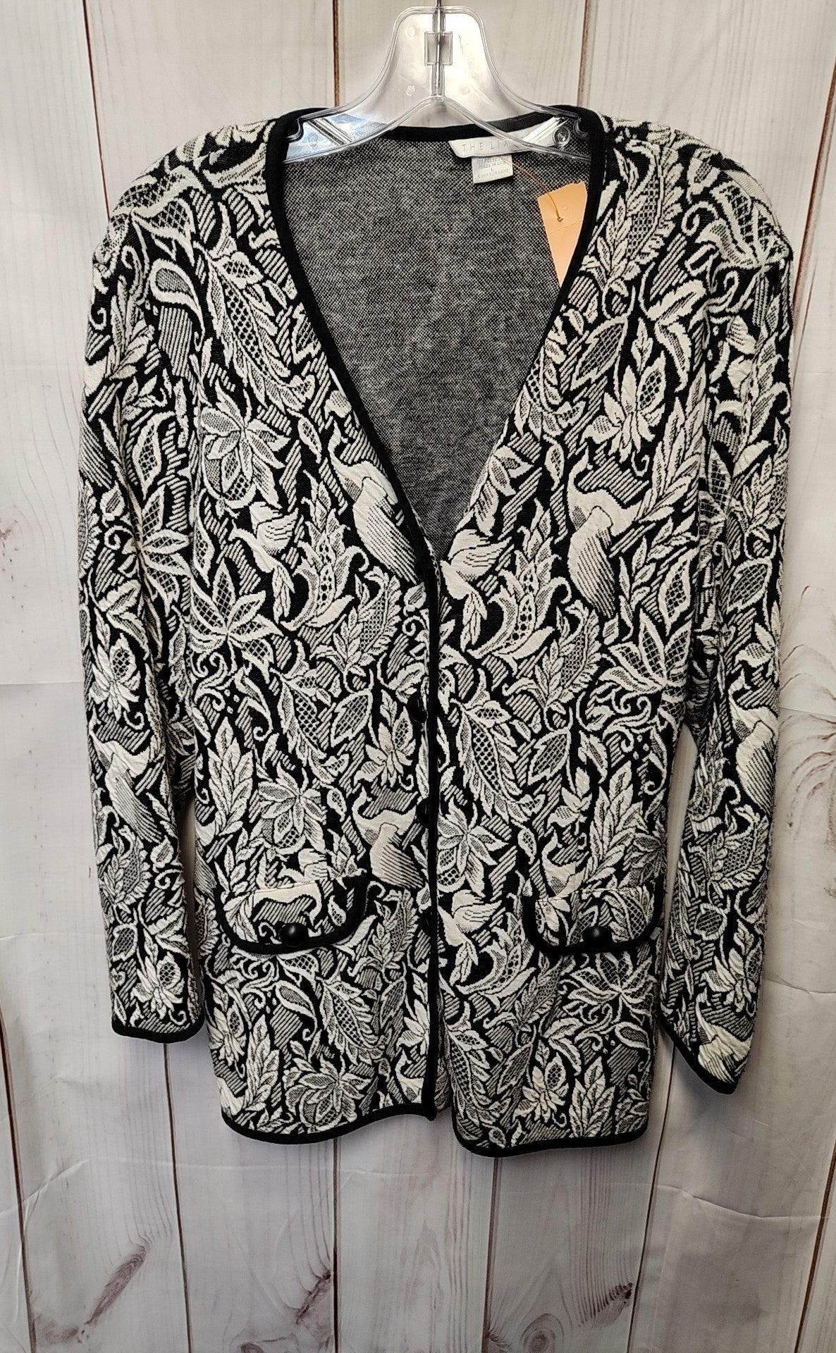 Limited Women's Size L White & Black Floral Cardigan