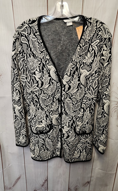 Limited Women's Size L White & Black Floral Cardigan