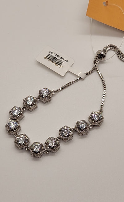 J Francis Silver .925 Sterling Silver CZ Swarovski Crystal Bracelet