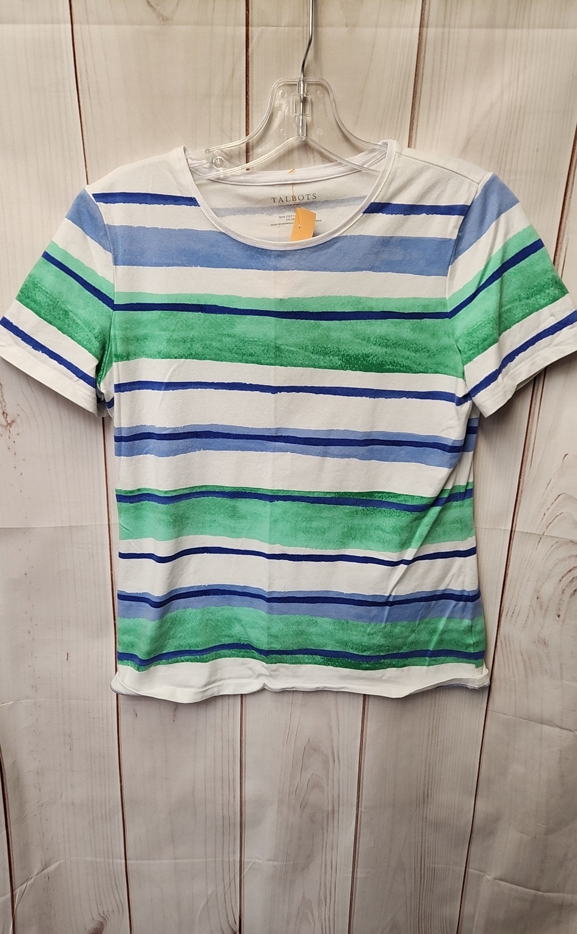 Talbots Women's Size S White & Blue Short Sleeve Top