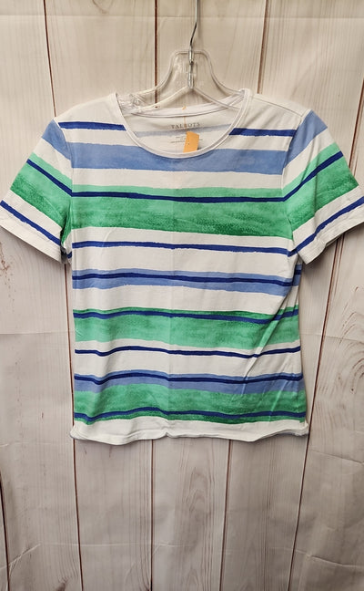 Talbots Women's Size S White & Blue Short Sleeve Top
