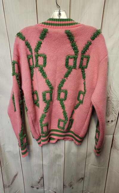 Women's Size M Pink & Green Cardigan