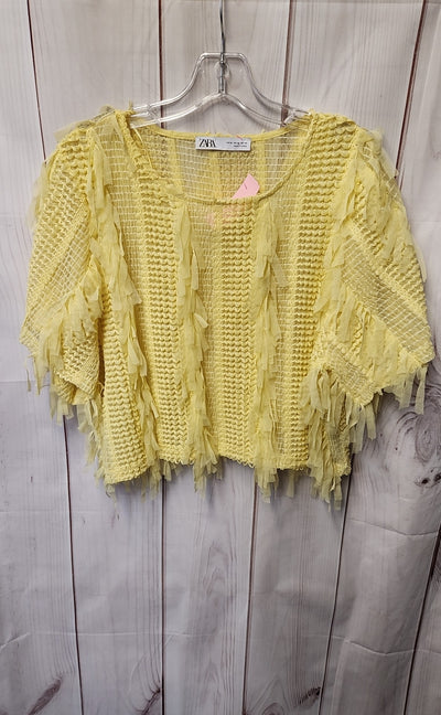 Zara Women's Size M Yellow Short Sleeve Top