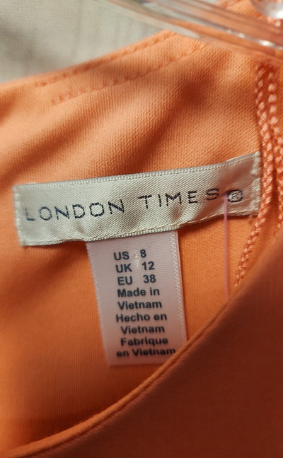 London Times Women's Size 8 Peach Floral Dress
