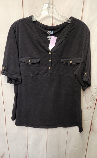Croft & Barrow Women's Size 1X Black Short Sleeve Top