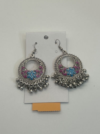 Silver dangle with pink and blue Earrings