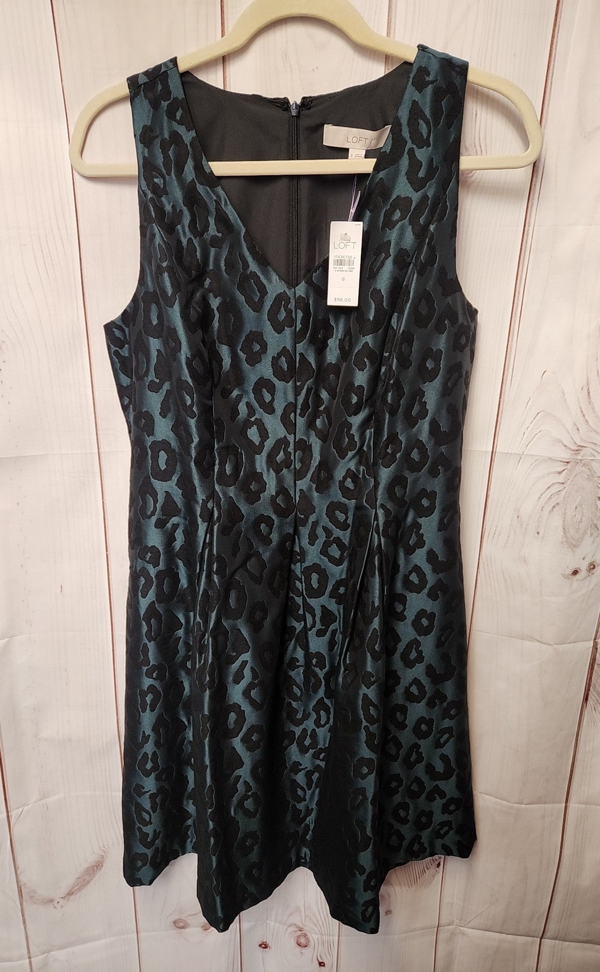 NWT Loft Women's Size 8 Green Animal Print Dress