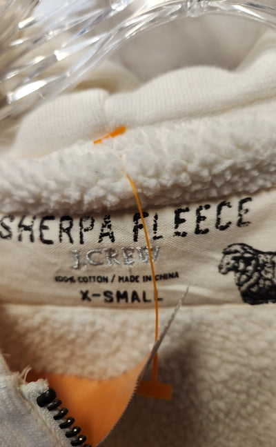 J Crew Women's Size XS White Full Zip Hooded Sweatshirt