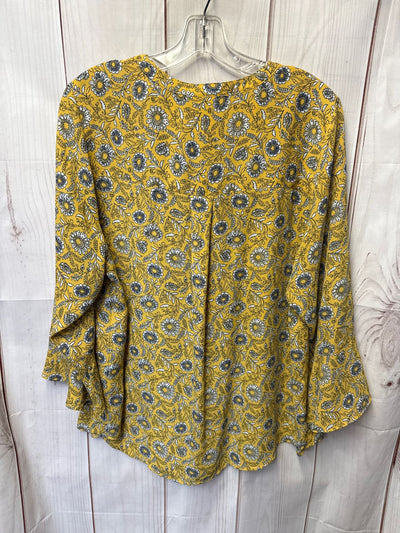 Style & Co Women's Size 1X Yellow Floral Long Sleeve Top