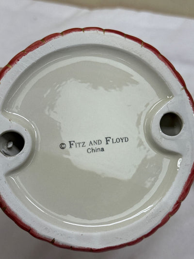 VTG 2PCS Fitz & Floyd Christmas Bow Ceramic Candleholders