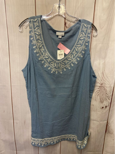 NWT J Jill Women's Size XL Blue Sleeveless Top