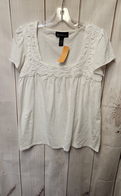 INC Women's Size L White Short Sleeve Top