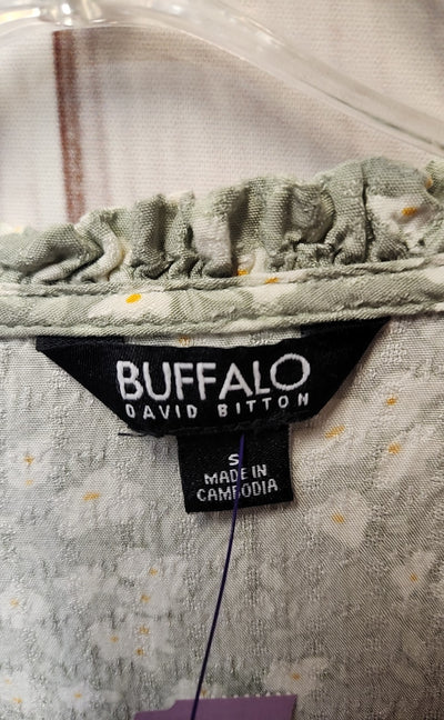 Buffalo Women's Size S Green Floral Short Sleeve Top