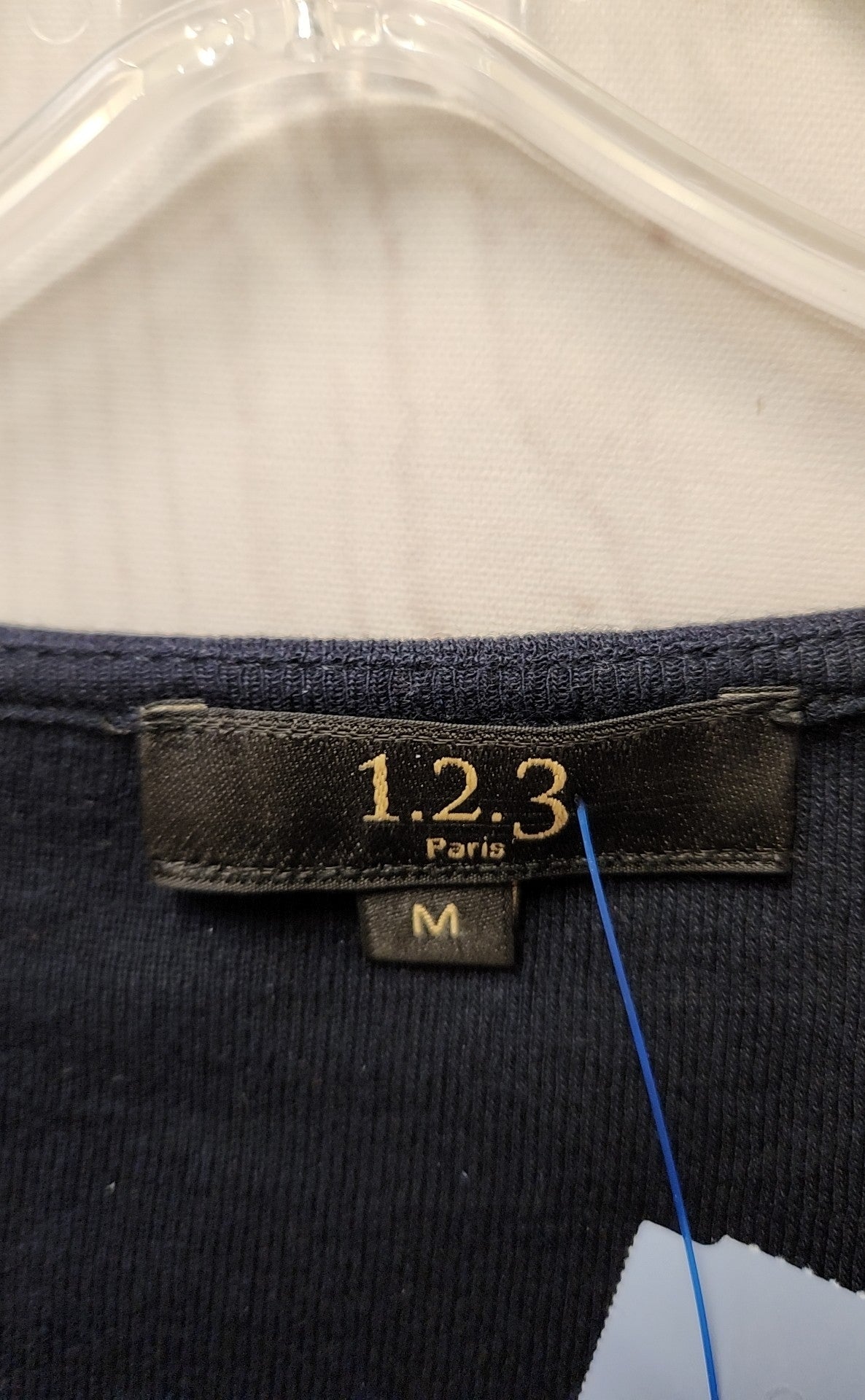 1.2.3 Paris Women's Size M Navy 3/4 Sleeve Top