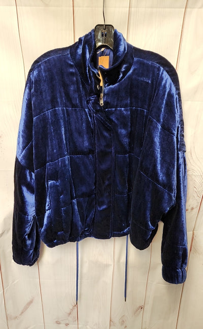 Free People Women's Size S Blue Velour Jacket