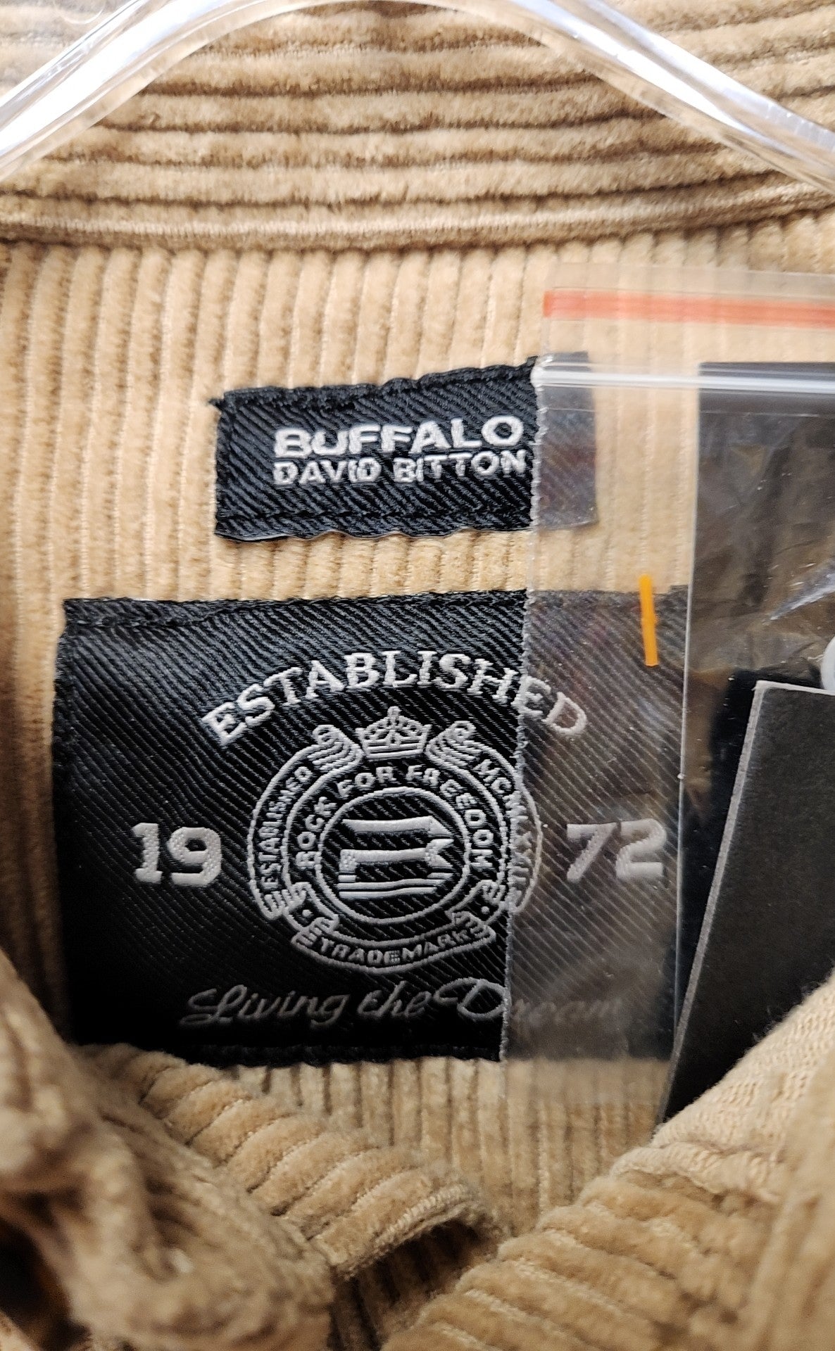 NWT Buffalo Men's Size S Tan Corduroy Shirt