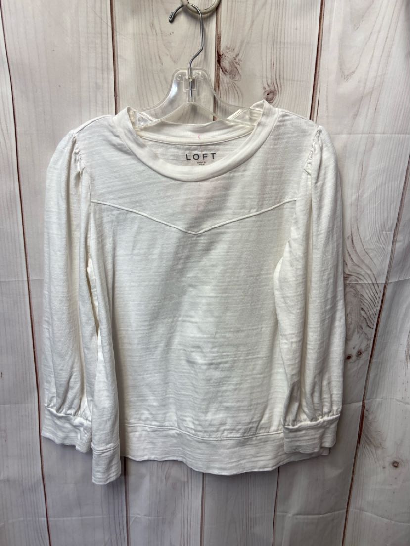 Loft Women's Size L White Long Sleeve Top