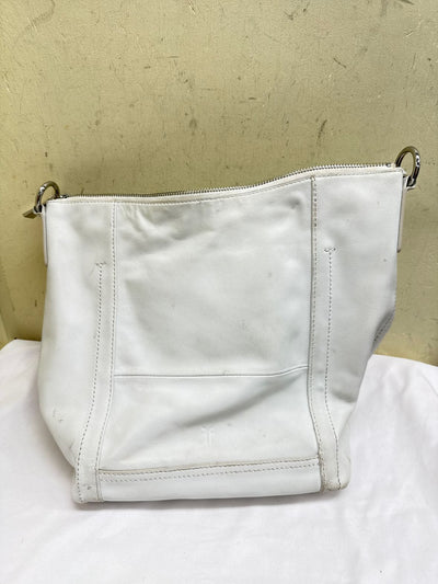 Frye White Leather Purse Bag AS IS - marks on front & back