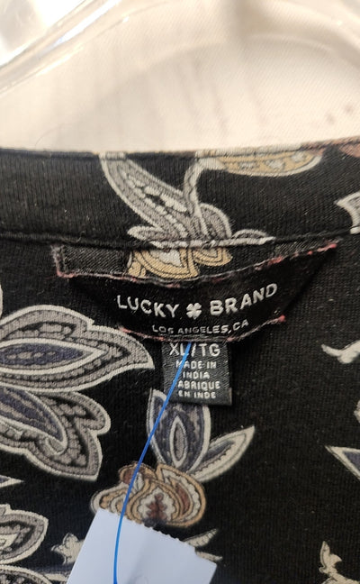 Lucky Brand Women's Size XL Black Floral Long Sleeve Top