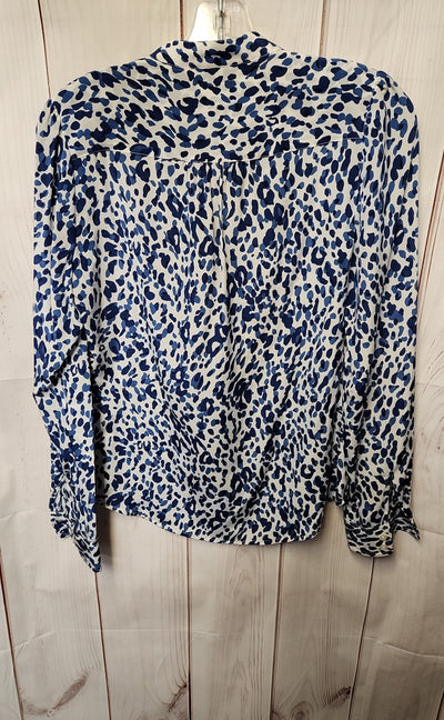 C Wonder Women's Size XS White & Blue Long Sleeve Top