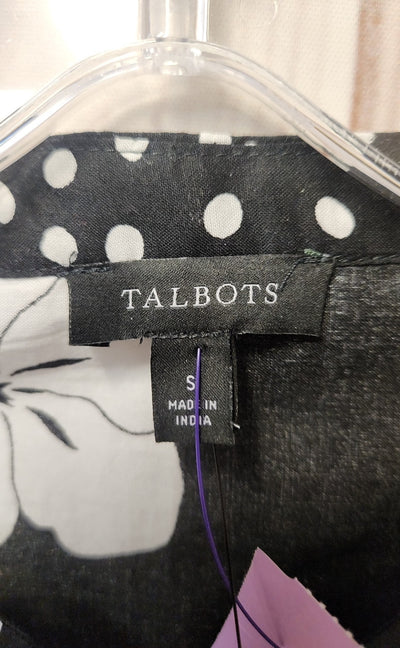 NWT Talbots Women's Size S Black Floral Sleeveless Top