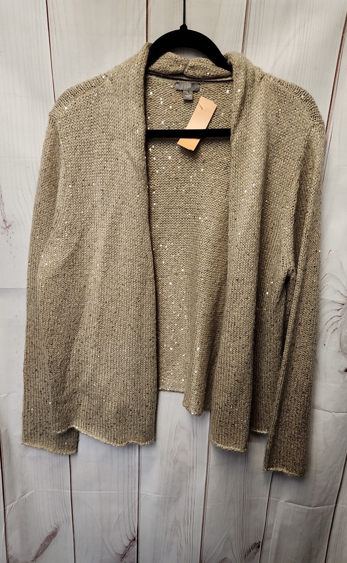 J Jill Women's Size L Beige Sequined Cardigan