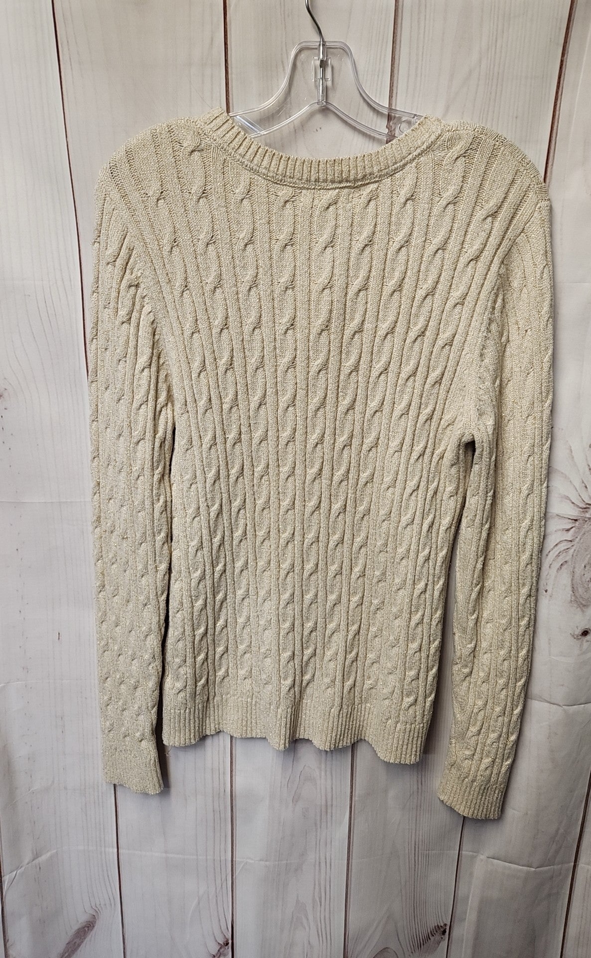 Charter Club Women's Size L Beige Metallic Sweater