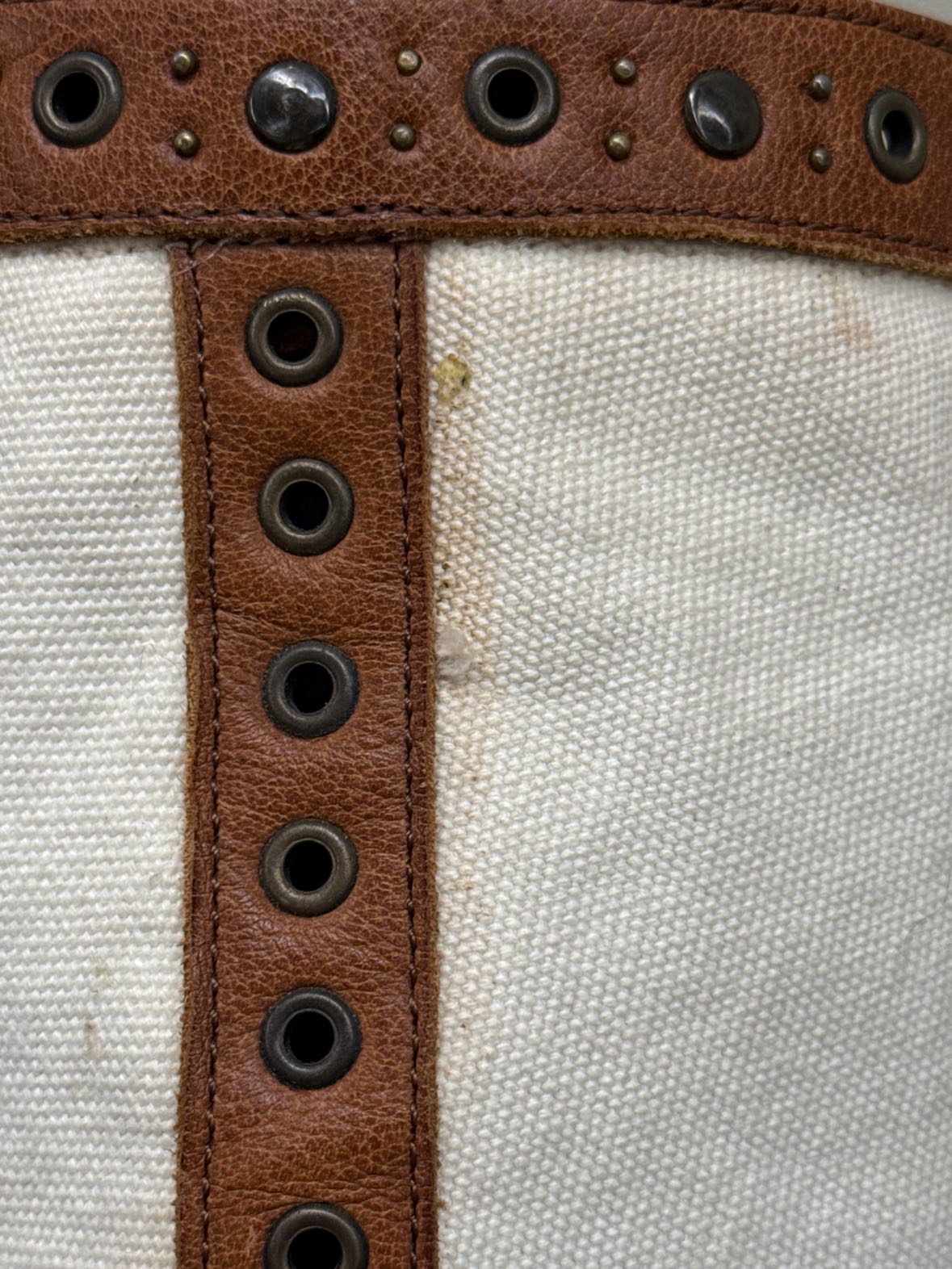 Frye Women's Size 8-1/2 Tan Leather & Canvas Boots Shoes AS IS - STAINS