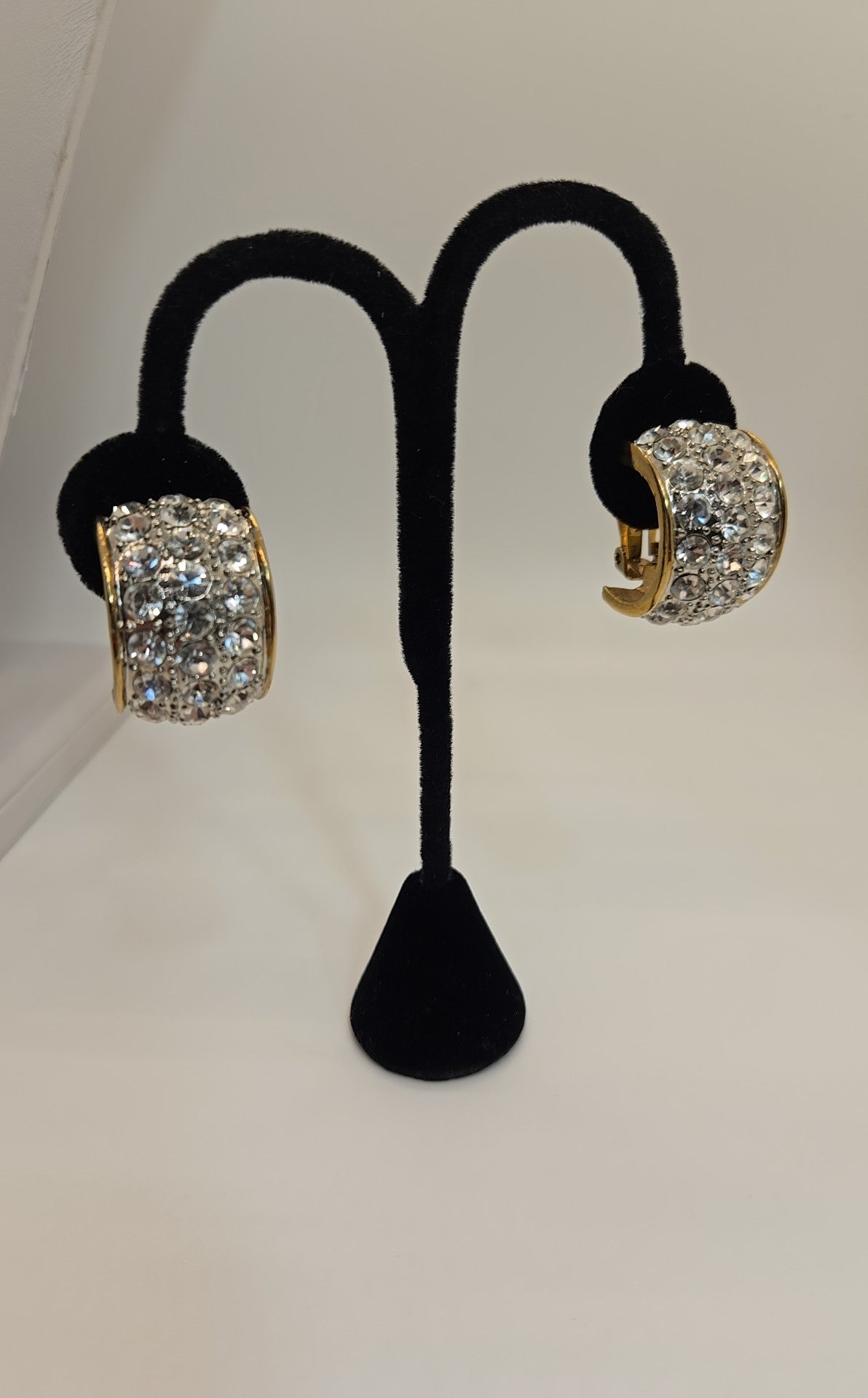 Gold Rhinestone Clip-on Earrings