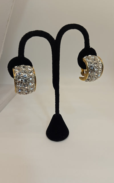 Gold Rhinestone Clip-on Earrings