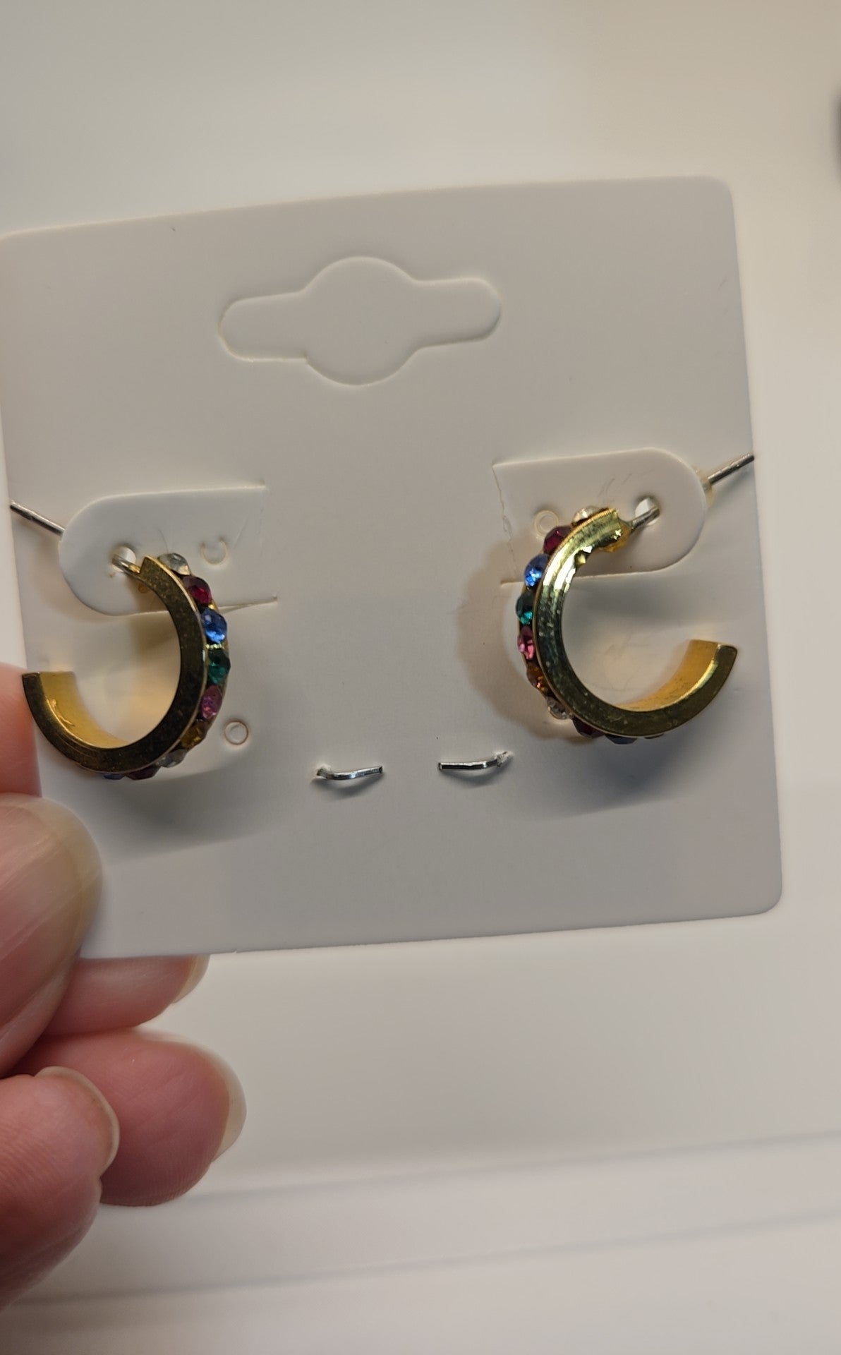 Multi-Color Crystal Rhinestone Hoops Earrings