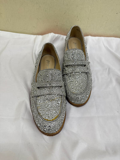 Betsey Johnson Women's Size 8-1/2 Silver Rhinestone Flats Shoes