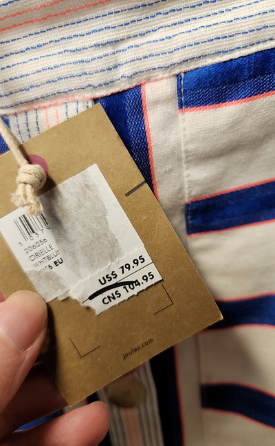Joules Women's Size 2 White & Blue Stripe Skirt