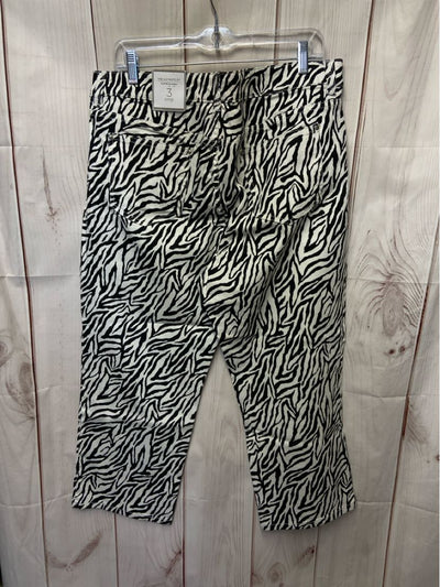 NWT Chico's Women's Size 3 = US 16 White & Black Jeans Crop