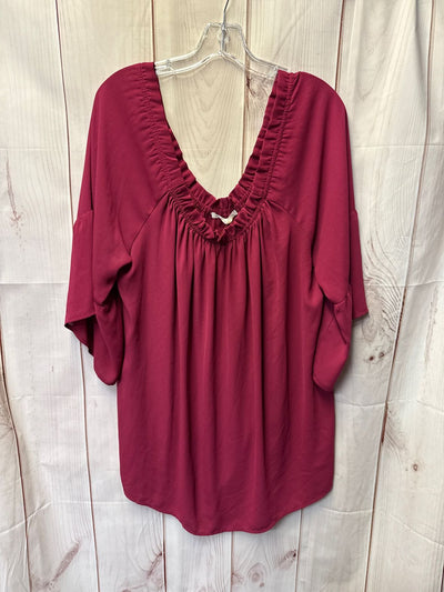 Violet & Claire Women's Size 2X Maroon Short Sleeve Top