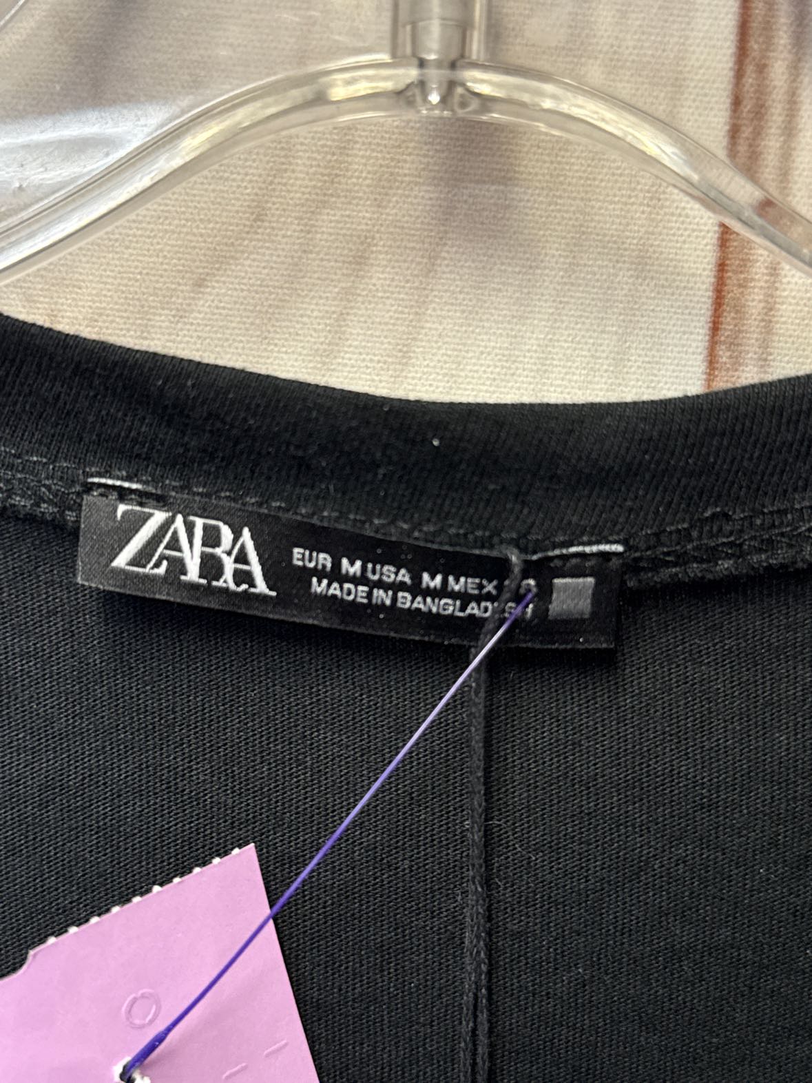 NWT Zara Women's Size M Black Short Sleeve Top