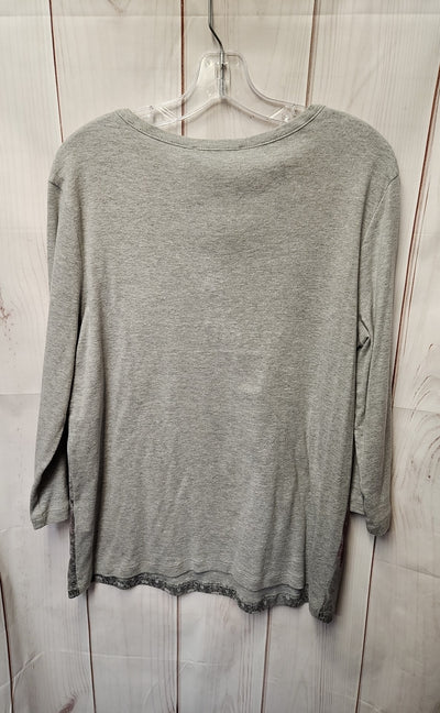 Bleu Women's Size XL Gray 3/4 Sleeve Top