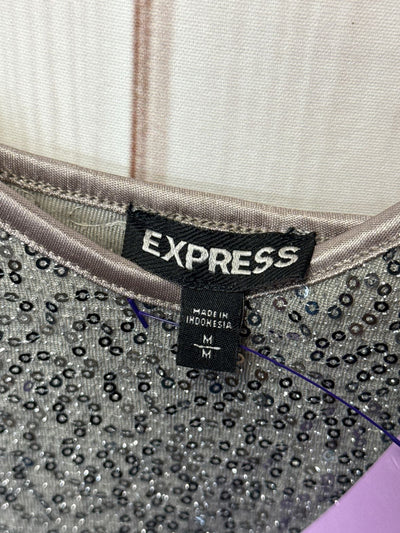 Express Women's Size M Brown & Silver Sequined Sleeveless Top